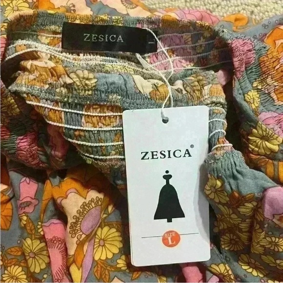 Hollow Out Halter Maxi Dress Criss Cross Boho NWT NEW Multi Sleeveless ZESICA - Picture 7 of 7